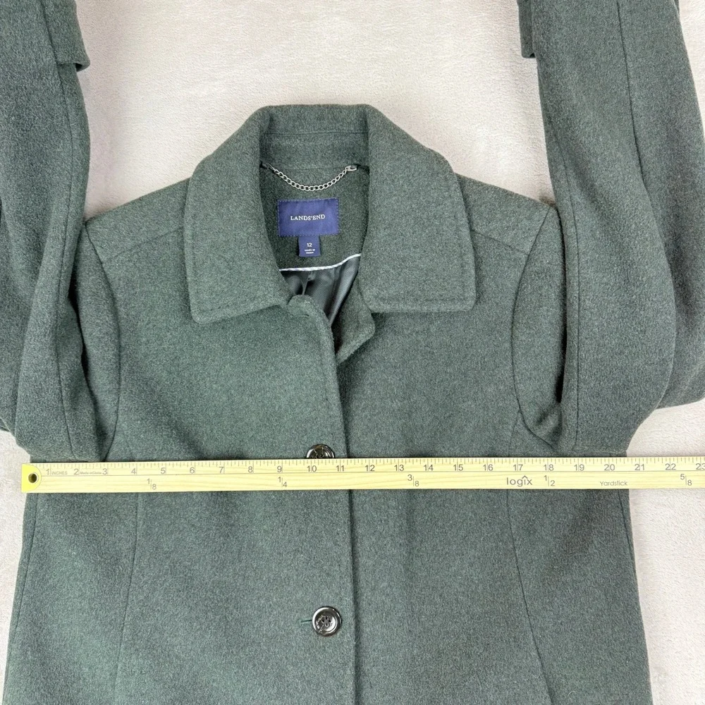 Lands End Womens 12 Peacoat Jacket Hunter Green Wool Cashmere Blend Preppy